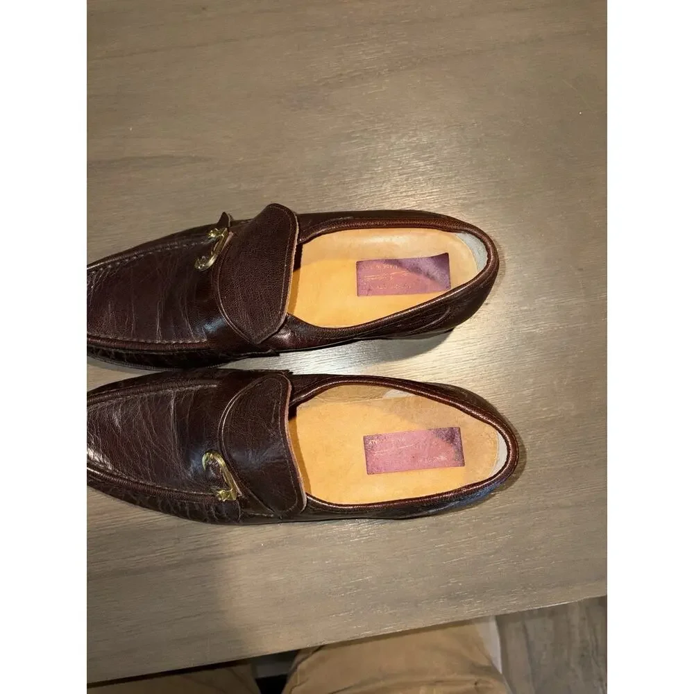 Vintage Aigner Men’s 9D Brown Leather Horsebit Loafers Made in Italy